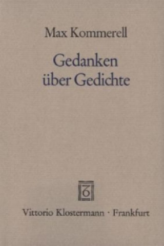 Buch Gedanken über Gedichte Max Kommerell