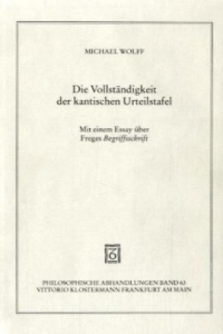Könyv Die Vollständigkeit der kantischen Urteilstafel Michael Wolff