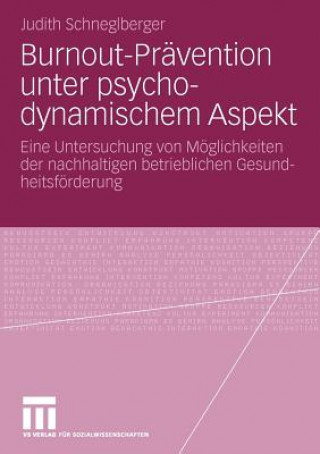 Könyv Burnout-Pr vention Unter Psychodynamischem Aspekt Judith Schneglberger