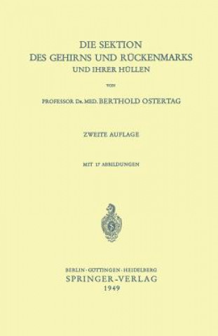 Kniha Die Sektion des Gehirns und Rückenmarks und ihrer Hüllen B. Ostertag
