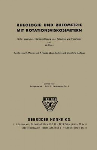 Carte Rheologie und Rheometrie mit Rotationsviskosimetern H.v. Mewes