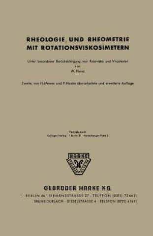 Buch Rheologie und Rheometrie mit Rotationsviskosimetern H.v. Mewes