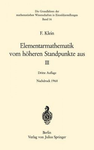 Książka Elementarmathematik Vom Hoheren Standpunkete Aus III C. H. Müller