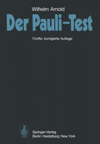 Kniha Der Pauli-Test W. Arnold