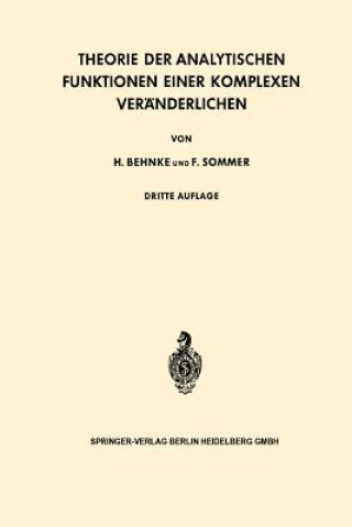 Carte Theorie Der Analytischen Funktionen Einer Komplexen Veranderlichen Heinrich Behnke