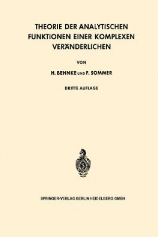 Buch Theorie Der Analytischen Funktionen Einer Komplexen Veranderlichen Heinrich Behnke