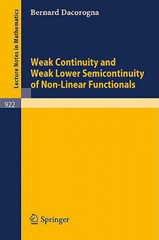 Carte Weak Continuity and Weak Lower Semicontinuity of Non-Linear Functionals B. Dacorogna