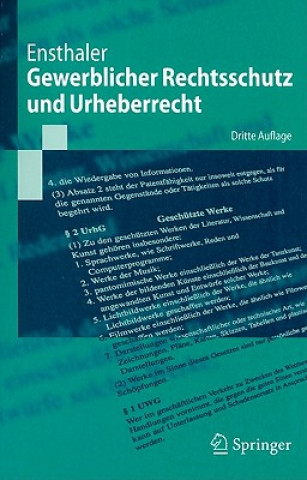 Книга Gewerblicher Rechtsschutz Und Urheberrecht Jürgen Ensthaler