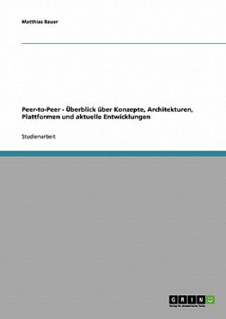 Könyv Peer-To-Peer -  berblick  ber Konzepte, Architekturen, Plattformen Und Aktuelle Entwicklungen Matthias Bauer
