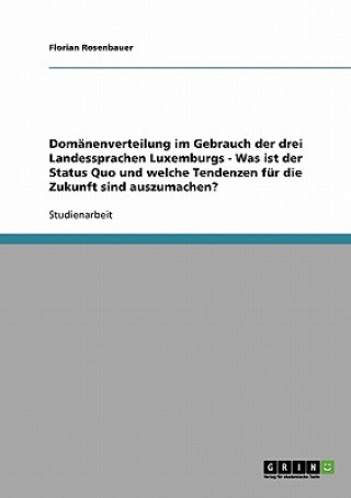 Könyv Domanenverteilung im Gebrauch der drei Landessprachen Luxemburgs - Was ist der Status Quo und welche Tendenzen fur die Zukunft sind auszumachen? Florian Rosenbauer