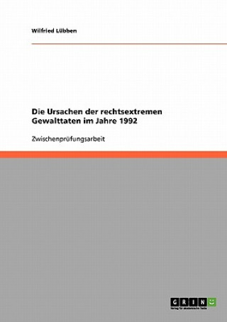 Livre Ursachen der rechtsextremen Gewalttaten im Jahre 1992 Wilfried Lübben