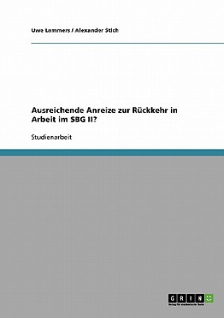 Kniha Ausreichende Anreize zur Ruckkehr in Arbeit im SBG II? Uwe Lammers