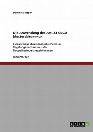 Kniha Anwendung des Art. 23 OECD Musterabkommen Dominic Sinzger