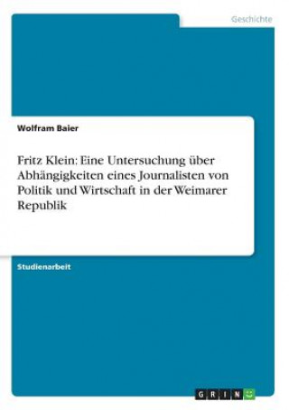 Libro Fritz Klein Wolfram Baier