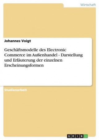 Kniha Geschaftsmodelle des Electronic Commerce im Aussenhandel - Darstellung und Erlauterung der einzelnen Erscheinungsformen Johannes Voigt