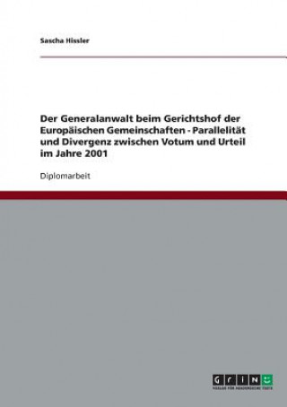 Carte Generalanwalt beim Gerichtshof der Europaischen Gemeinschaften - Parallelitat und Divergenz zwischen Votum und Urteil im Jahre 2001 Sascha Hissler