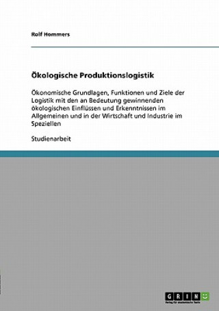 Книга OEkologische Produktionslogistik Rolf Hommers
