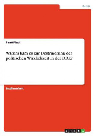 Könyv Warum kam es zur Destruierung der politischen Wirklichkeit in der DDR? René Plaul