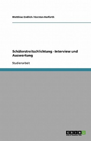 Kniha Schülerstreitschlichtung - Interview und Auswertung Matthias Endlich