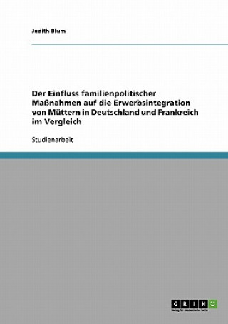 Könyv Einfluss familienpolitischer Massnahmen auf die Erwerbsintegration von Muttern in Deutschland und Frankreich im Vergleich Judith Blum