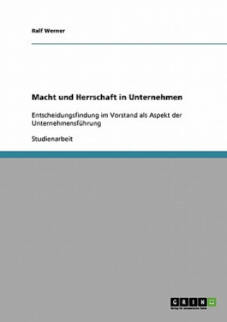 Buch Macht und Herrschaft in Unternehmen Ralf Werner