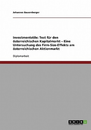 Kniha Investmentstile Johannes Bauernberger