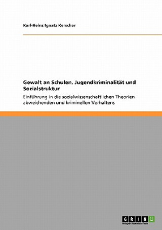 Könyv Gewalt an Schulen, Jugendkriminalitat und Sozialstruktur Karl-Heinz I. Kerscher