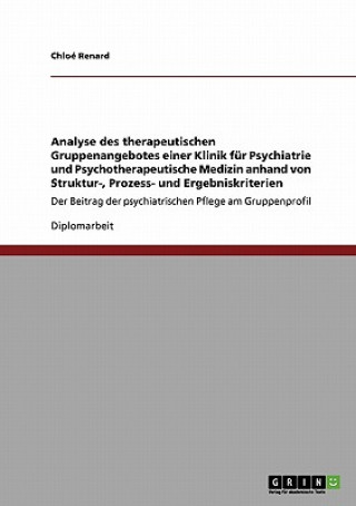 Knjiga Analyse des therapeutischen Gruppenangebotes einer Klinik fur Psychiatrie und Psychotherapeutische Medizin anhand von Struktur-, Prozess- und Ergebnis Chloé Renard