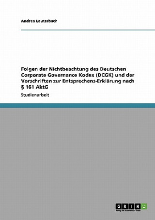 Carte Folgen der Nichtbeachtung des Deutschen Corporate Governance Kodex (DCGK) und der Vorschriften zur Entsprechens-Erklarung nach  161 AktG Andrea Lauterbach