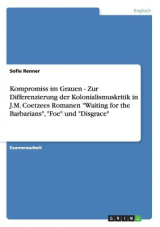 Könyv Kompromiss im Grauen - Zur Differenzierung der Kolonialismuskritik in J.M. Coetzees Romanen Waiting for the Barbarians, Foe und Disgrace Sofie Renner