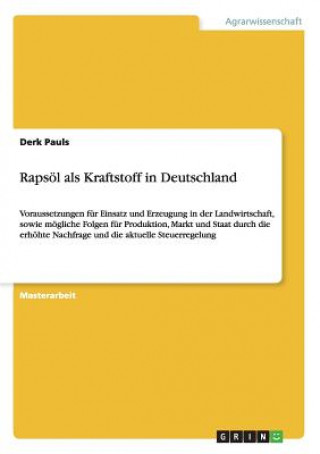 Book Rapsoel als Kraftstoff in Deutschland Derk Pauls