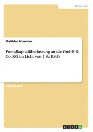 Carte Fremdkapitaluberlassung an die GmbH & Co. KG im Licht von  8a KStG Matthias Schneider