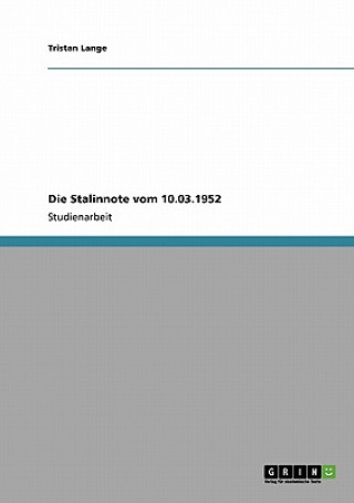 Kniha Stalinnote vom 10.03.1952 Tristan Lange