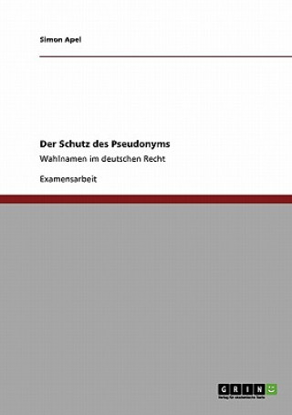 Book Schutz des Pseudonyms Simon Apel