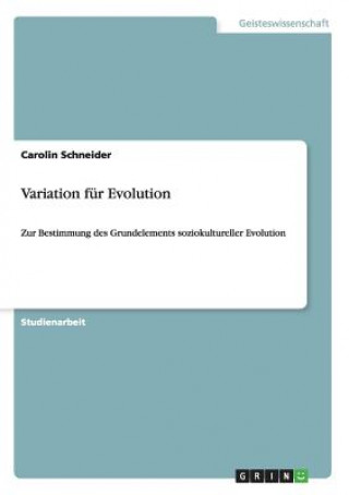 Kniha Variation fur Evolution Carolin Schneider