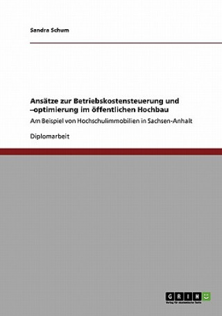 Kniha Ansatze zur Betriebskostensteuerung und -optimierung im oeffentlichen Hochbau Sandra Schum