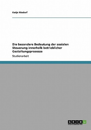 Könyv besondere Bedeutung der sozialen Steuerung innerhalb betrieblicher Gestaltungsprozesse Katja Nixdorf