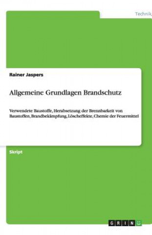 Könyv Allgemeine Grundlagen Brandschutz Rainer Jaspers