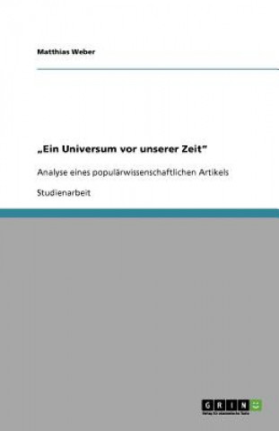 Kniha "Ein Universum vor unserer Zeit" Matthias Weber