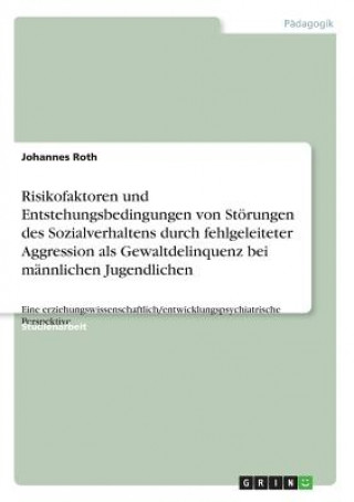 Książka Risikofaktoren und Entstehungsbedingungen von Stoerungen des Sozialverhaltens durch fehlgeleiteter Aggression als Gewaltdelinquenz bei mannlichen Juge Johannes Roth