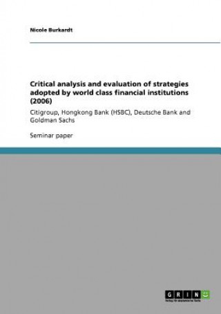 Könyv Critical analysis and evaluation of strategies adopted by world class financial institutions (2006) Nicole Burkardt