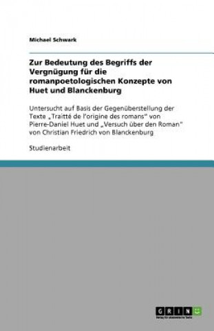 Kniha Zur Bedeutung des Begriffs der Vergnugung fur die romanpoetologischen Konzepte von Huet und Blanckenburg Michael Schwark