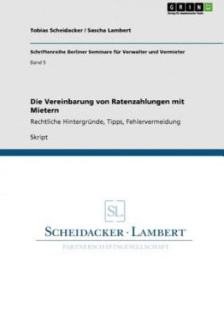 Kniha Vereinbarung von Ratenzahlungen mit Mietern Tobias Scheidacker