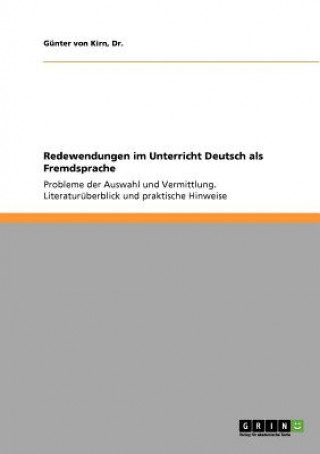 Könyv Redewendungen im Unterricht Deutsch als Fremdsprache Günter von Kirn