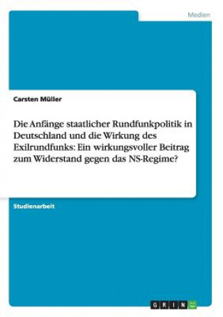 Carte Anfange staatlicher Rundfunkpolitik in Deutschland und die Wirkung des Exilrundfunks Carsten Müller