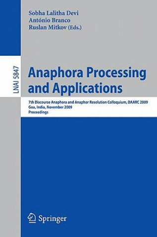 Kniha Anaphora Processing and Applications Sobha Lalitha Devi