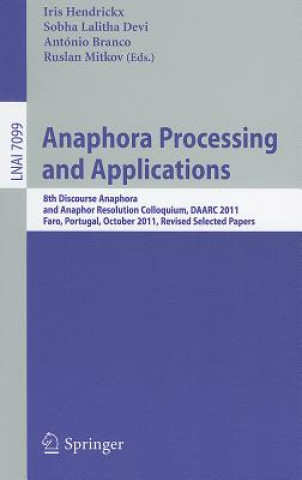 Kniha Anaphora Processing and Applications Iris Hendrickx