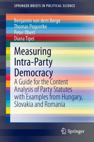 Książka Measuring Intra-Party Democracy Benjamin von dem Berge