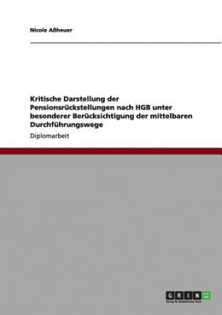 Carte Kritische Darstellung der Pensionsruckstellungen nach HGB unter besonderer Berucksichtigung der mittelbaren Durchfuhrungswege Nicole Aßheuer