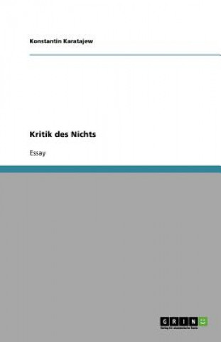 Książka Kritik des Nichts Konstantin Karatajew